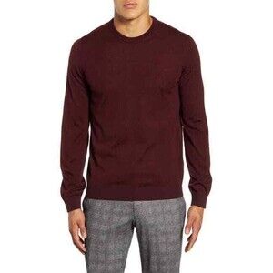 NEW Brax Rick Merino Wool Crewneck Sweater SIZE XL BURGUNDY ELBOW PATCH (CO-41)